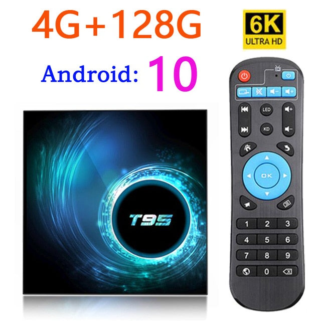2020 Latest T95 Smart Tv Box Android 10 6k 2.4g & 5g Wifi Bluetooth 5.0 4g 16g 32gb 64gb 4k Quad Core Set-Top Box Media Player