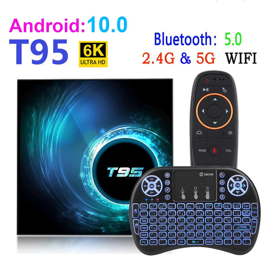 Android 10 T95 Smart Tv Box Youtube HD 6K 2.4G&5G Wifi 4GB 32GB 64GB Google Voice Assistant Bluetooth TV Receiver Media Player