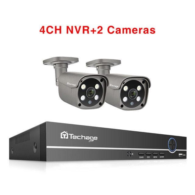 Techage Security Camera System 8CH 5MP HD POE NVR Kit CCTV Two Way Audio AI Face Detect Outdoor Video Surveillance IP Camera Set