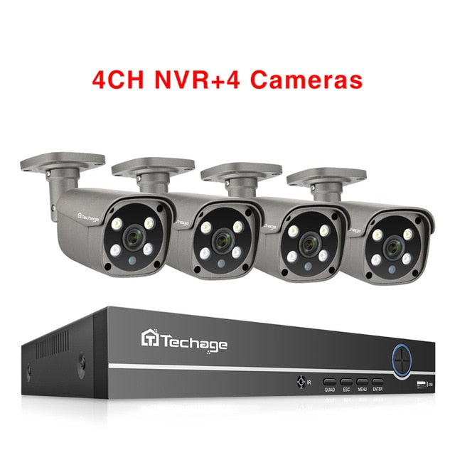 Techage Security Camera System 8CH 5MP HD POE NVR Kit CCTV Two Way Audio AI Face Detect Outdoor Video Surveillance IP Camera Set