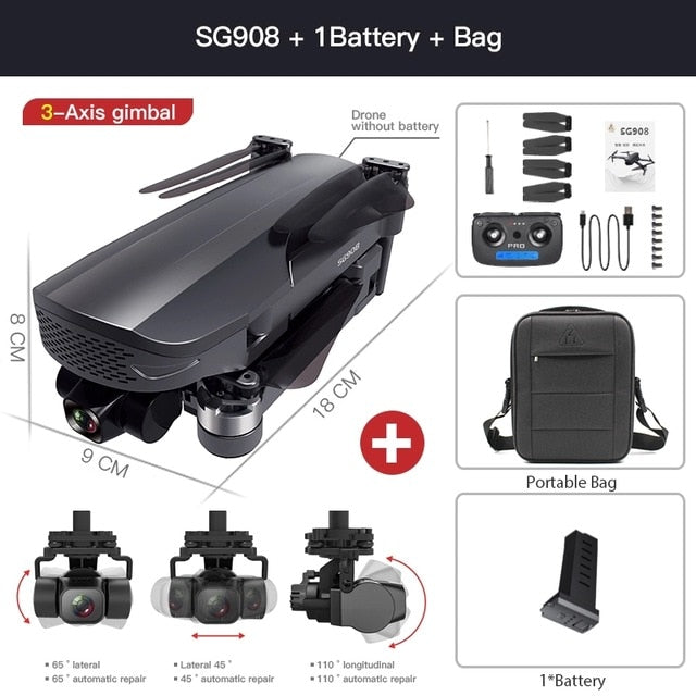2021 NEW SG908 GPS Drone with 4K HD Camera 3-Axis Gimbal WiFi FPV Profesional Foldable Quadcopter distance 1.2km VS SG906 MAX
