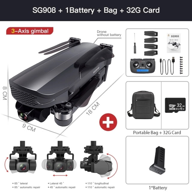 2021 NEW SG908 GPS Drone with 4K HD Camera 3-Axis Gimbal WiFi FPV Profesional Foldable Quadcopter distance 1.2km VS SG906 MAX