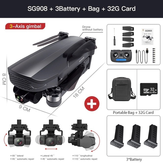 2021 NEW SG908 GPS Drone with 4K HD Camera 3-Axis Gimbal WiFi FPV Profesional Foldable Quadcopter distance 1.2km VS SG906 MAX