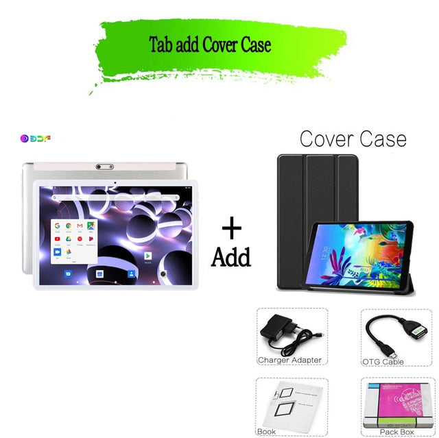 Tablets New 10.1 inch Tablet Android Octa Core 3G/4G Phone Call 4GB/64GB ROM Bluetooth 4.0 Wi-FI 2.5D Steel Screen Tablet PC