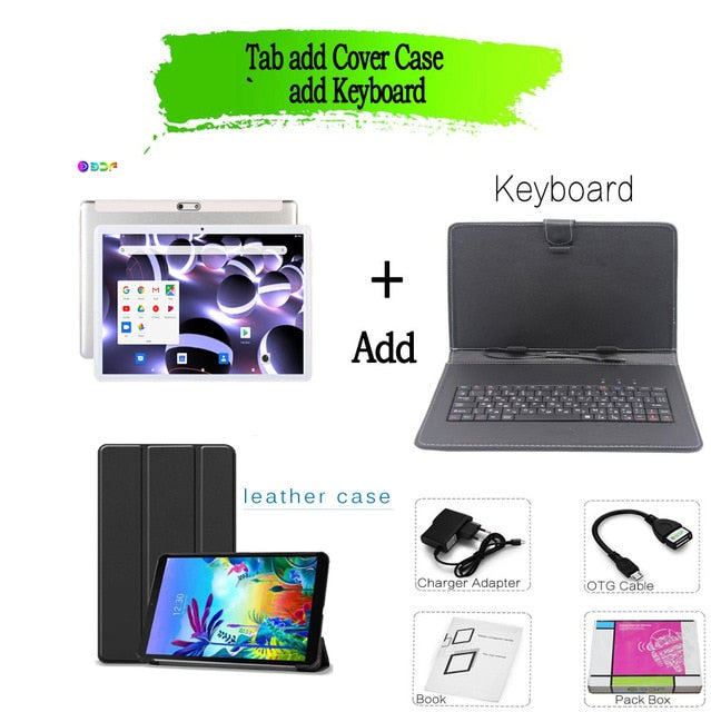 Tablets New 10.1 inch Tablet Android Octa Core 3G/4G Phone Call 4GB/64GB ROM Bluetooth 4.0 Wi-FI 2.5D Steel Screen Tablet PC
