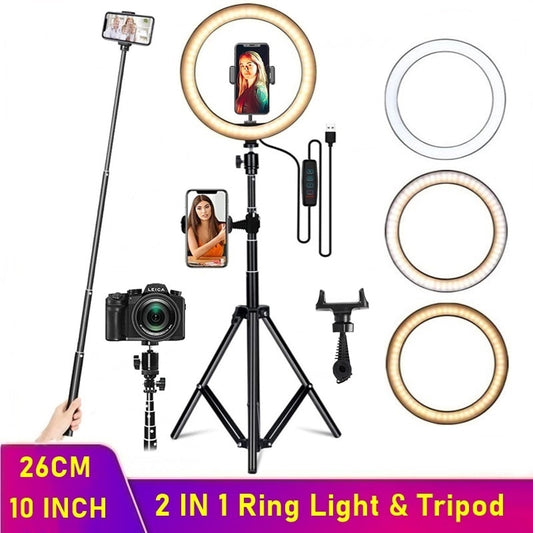 Dimmable LED Selfie Ring Fill Light Phone Camera Led Ring Lamp With Tripod For Makeup Video Live Aro De Luz Para Hacer Tik Tok