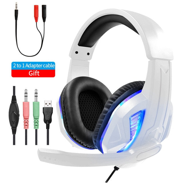 Cool LED Wired Headphones With Microphone Headset gamer  PC Headphone Headband Stereo Game Earphone For PS4/XBOX/Phone