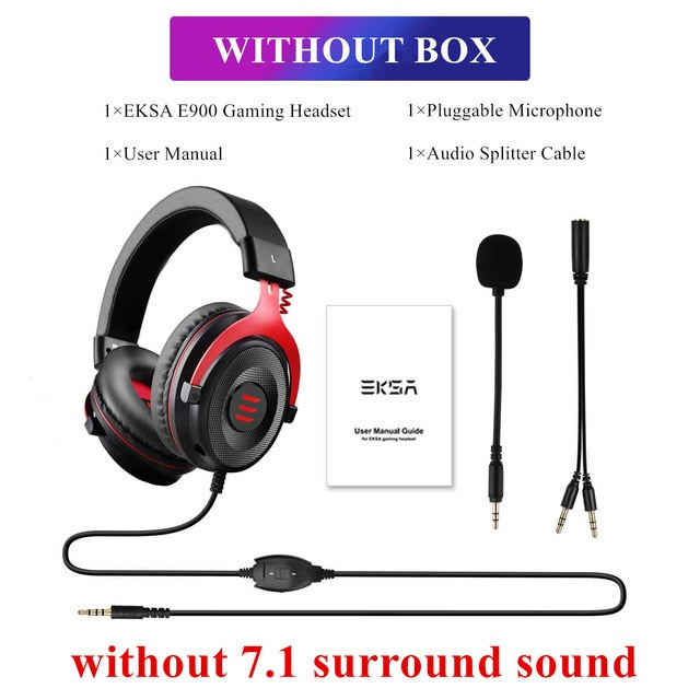 EKSA Gaming Headset with Microphone E900 Pro 7.1 Surround Headset Gamer USB/3.5mm Wired Headphones For PC PS4 Xbox one Earphones