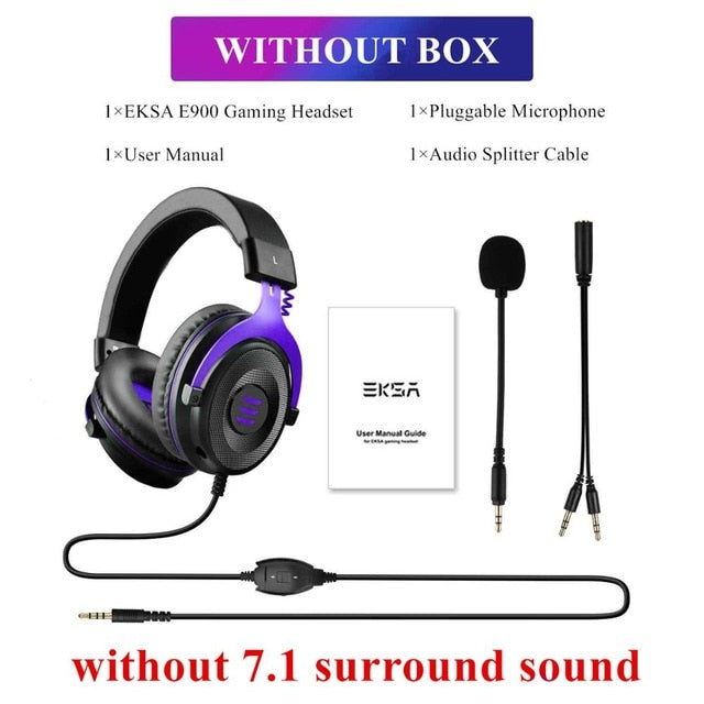 EKSA Gaming Headset with Microphone E900 Pro 7.1 Surround Headset Gamer USB/3.5mm Wired Headphones For PC PS4 Xbox one Earphones