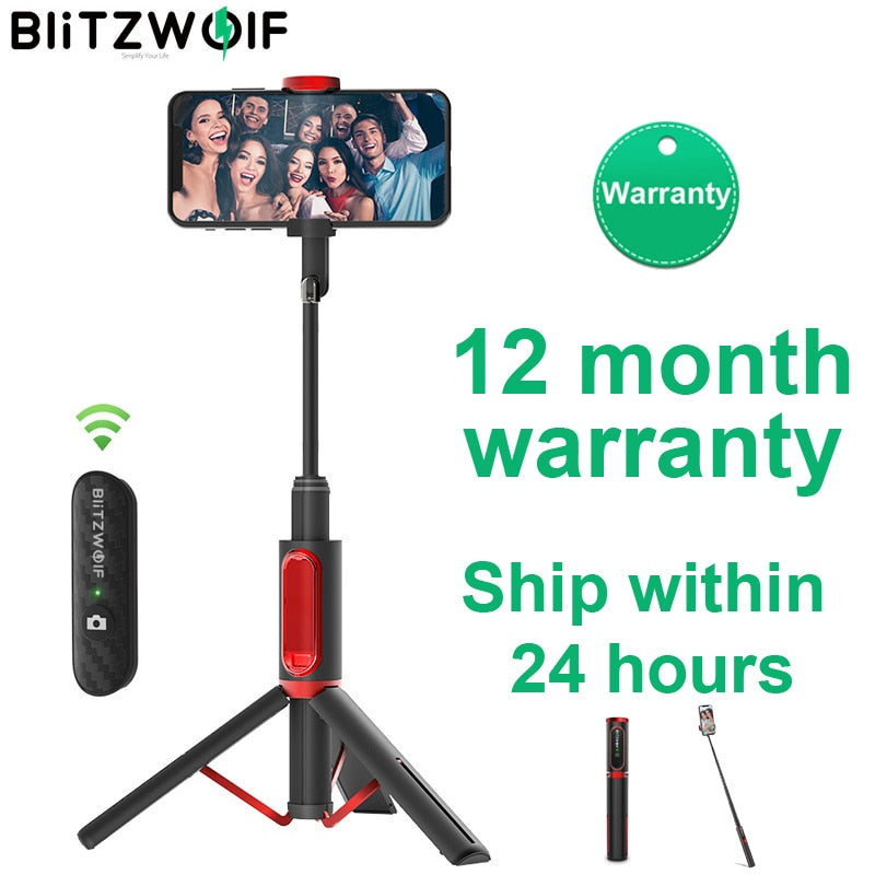 BlitzWolf BW-BS10 Portable bluetooth Selfie Stick with Tripod Extendable Foldable Monopod for iPhone 11 X for Huawei for Xiaomi