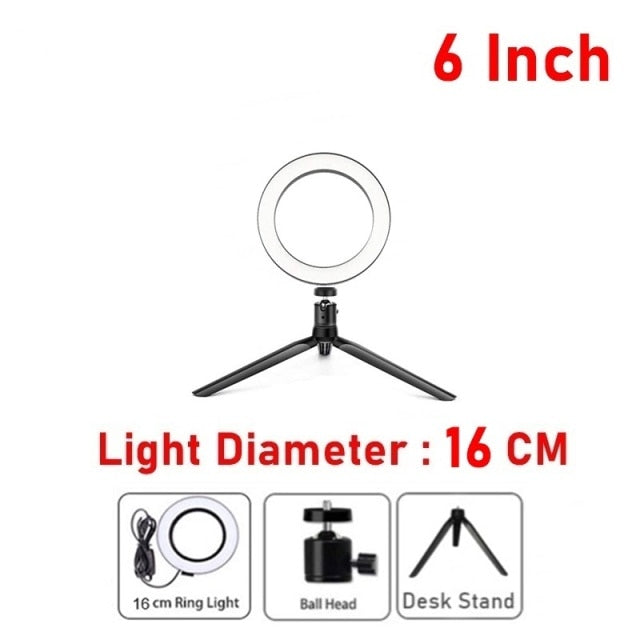 Dimmable LED Selfie Ring Fill Light Phone Camera Led Ring Lamp With Tripod For Makeup Video Live Aro De Luz Para Hacer Tik Tok