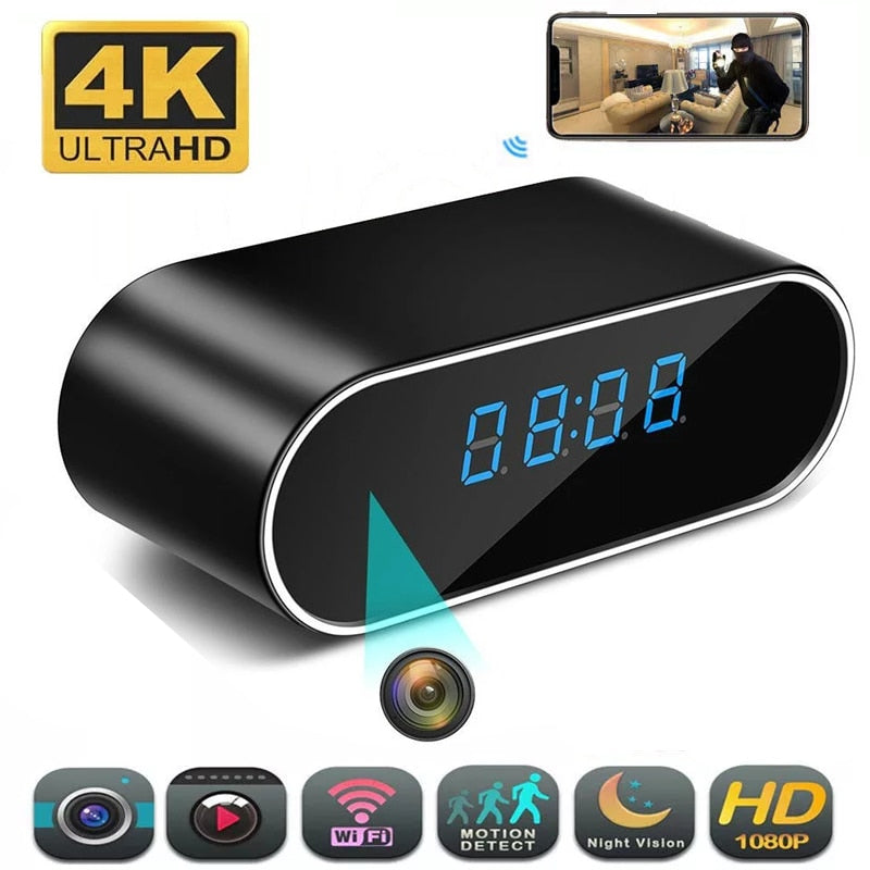 4K 1080P HD Clock Camera Wireless WIFI Camera Micro Cam IR Night View Alarm Camcorder Digital Watch Video Mini DVR Small Cam