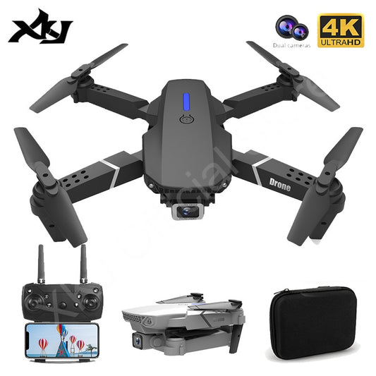 XKJ 2021 New E88 Pro Drone With Wide Angle HD 4K 1080P Dual Camera Height Hold Wifi RC Foldable Quadcopter Dron Gift Toy