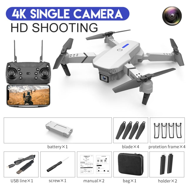 XKJ 2021 New E88 Pro Drone With Wide Angle HD 4K 1080P Dual Camera Height Hold Wifi RC Foldable Quadcopter Dron Gift Toy