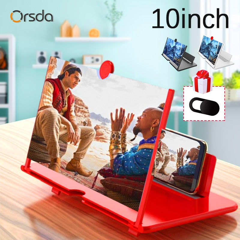 10 Inch 3D Mobile Phone Screen Magnifier HD Video Amplifier Stand Bracket with Movie Game Magnifying Folding Phone Desk Holder