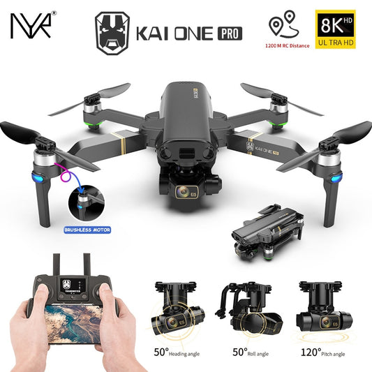 NYR 2021 New KAI ONE Pro Drone 8k HD Mechanical 3-Axis Gimbal Dual Camera 5G Wifi GPS Professional Aerial Photography Quadcopter