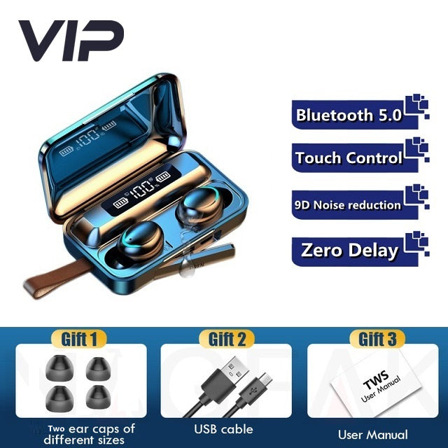 TWS Wireless Bluetooth Earphones LED Charging Box Wireless Headphone Deep Bass Stereo Sports Waterproof Headsets W/Mic