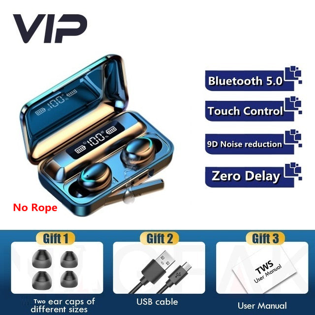 TWS Wireless Bluetooth Earphones LED Charging Box Wireless Headphone Deep Bass Stereo Sports Waterproof Headsets W/Mic