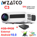 WZATCO C3 LED Projector Android 10.0 WIFI Full HD 1080P 300 inch Big Screen Proyector Home Theater Smart Video Beamer