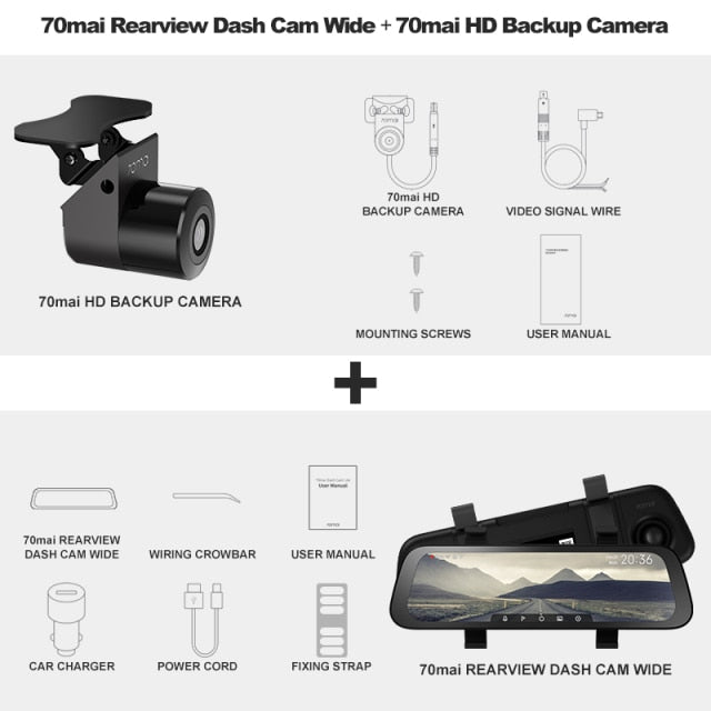 9.35 Inch Full Screen 70mai Rearview Dash Cam Wide 1080P Auto Cam 130FOV 70mai D07 Mirror Car Recorder Stream Media Car DVR
