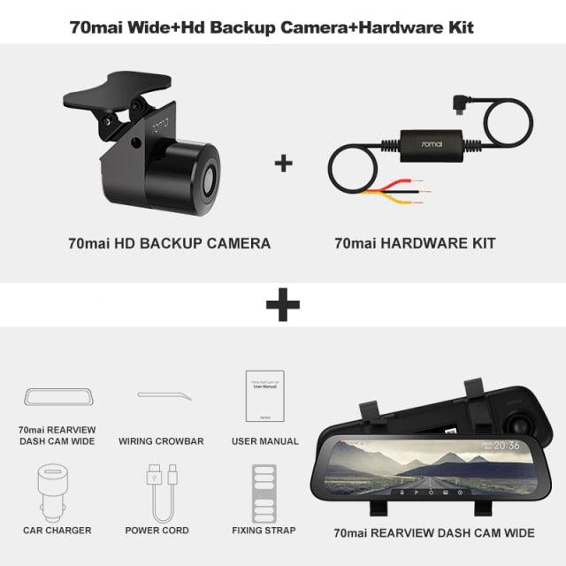 9.35 Inch Full Screen 70mai Rearview Dash Cam Wide 1080P Auto Cam 130FOV 70mai D07 Mirror Car Recorder Stream Media Car DVR