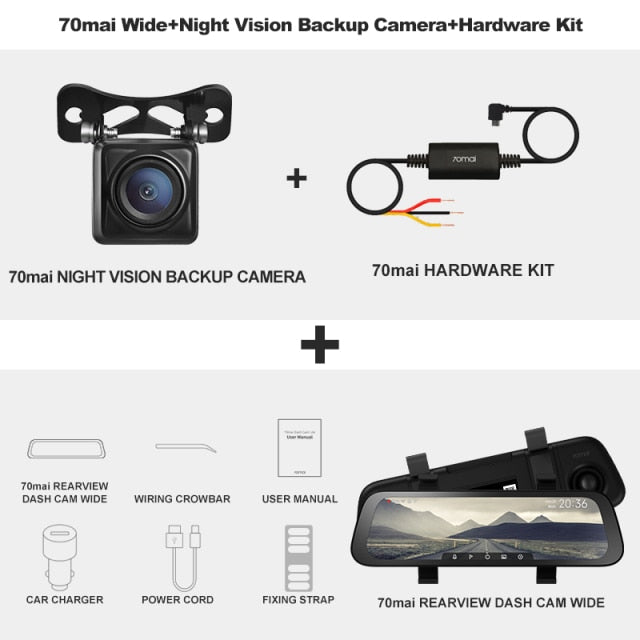9.35 Inch Full Screen 70mai Rearview Dash Cam Wide 1080P Auto Cam 130FOV 70mai D07 Mirror Car Recorder Stream Media Car DVR