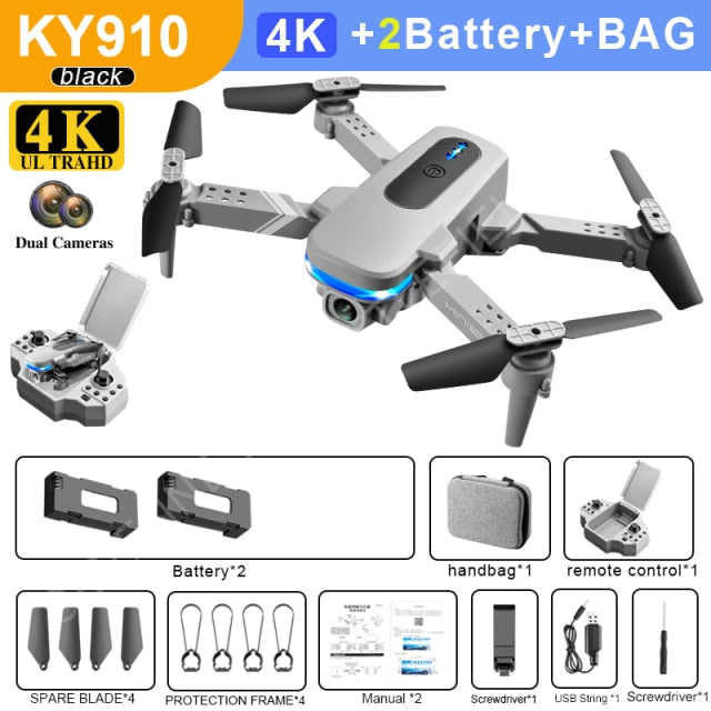 2021 New KY910 Mini Drone 4k Hd Camera profesional Rc Drones Wifi Fpv Toy Outdoor Rc Quadcopter Fixed height Drones Boy For Toys