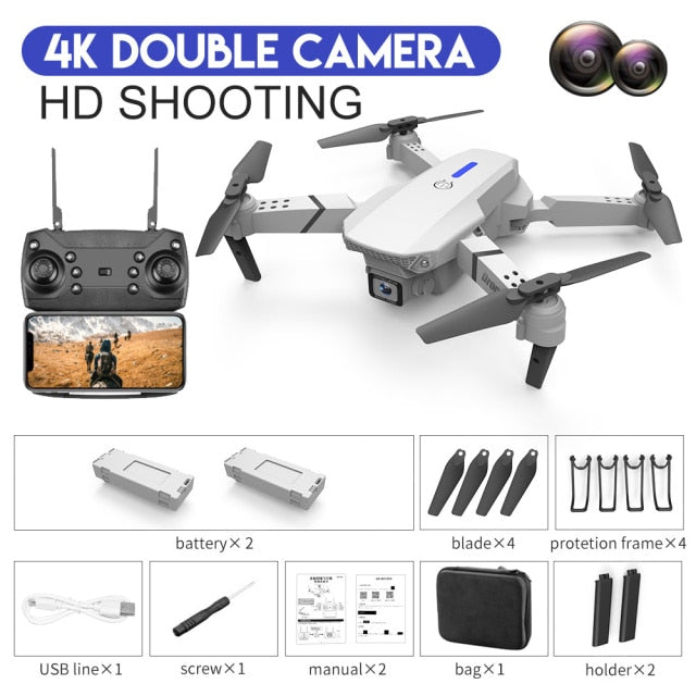 2021 New Quadcopter E88 Pro WIFI FPV Drone With Wide Angle HD 4K 1080P Camera Height Hold RC Foldable Quadcopter Dron Gift Toy