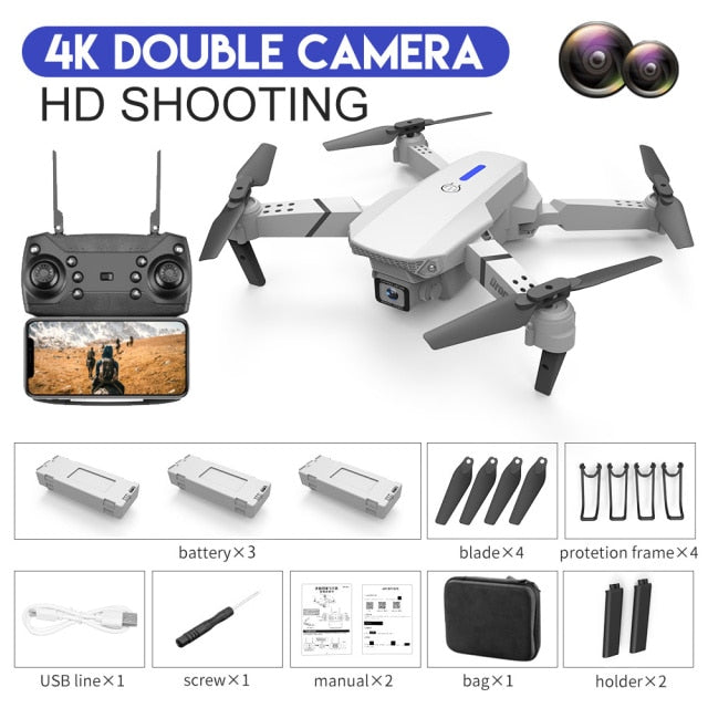 2021 New Quadcopter E88 Pro WIFI FPV Drone With Wide Angle HD 4K 1080P Camera Height Hold RC Foldable Quadcopter Dron Gift Toy
