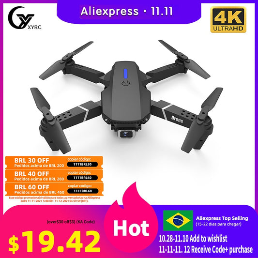 2021 New Quadcopter E88 Pro WIFI FPV Drone With Wide Angle HD 4K 1080P Camera Height Hold RC Foldable Quadcopter Dron Gift Toy