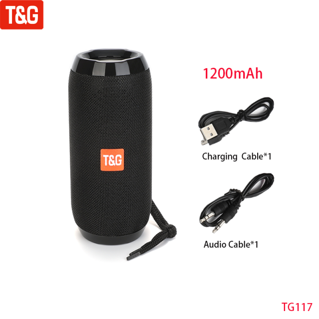 T&amp;G TG117 Portable Bluetooth Speaker Wireless Bass Column Waterproof Outdoor Music Vibro Speakers TF Card Subwoofer Loudspeaker