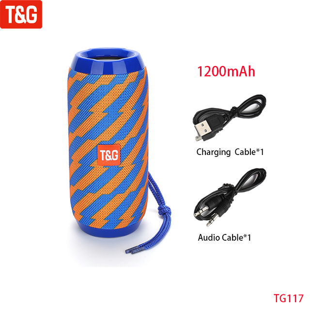 T&amp;G TG117 Portable Bluetooth Speaker Wireless Bass Column Waterproof Outdoor Music Vibro Speakers TF Card Subwoofer Loudspeaker