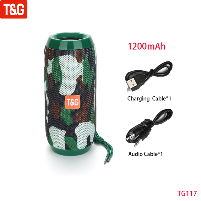 T&amp;G TG117 Portable Bluetooth Speaker Wireless Bass Column Waterproof Outdoor Music Vibro Speakers TF Card Subwoofer Loudspeaker