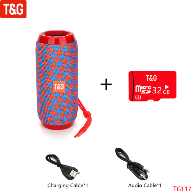 T&amp;G TG117 Portable Bluetooth Speaker Wireless Bass Column Waterproof Outdoor Music Vibro Speakers TF Card Subwoofer Loudspeaker