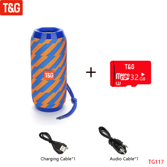 T&amp;G TG117 Portable Bluetooth Speaker Wireless Bass Column Waterproof Outdoor Music Vibro Speakers TF Card Subwoofer Loudspeaker