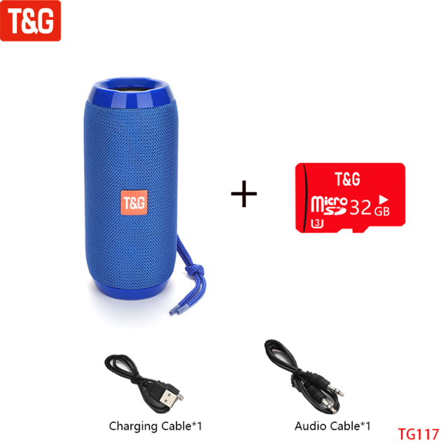 T&amp;G TG117 Portable Bluetooth Speaker Wireless Bass Column Waterproof Outdoor Music Vibro Speakers TF Card Subwoofer Loudspeaker
