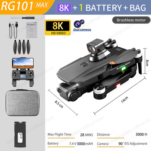 2022 NEW RG101 MAX GPS Drone 8K Professional Dual HD Camera FPV 3Km Aerial Photography Brushless Motor Foldable Quadcopter Toys
