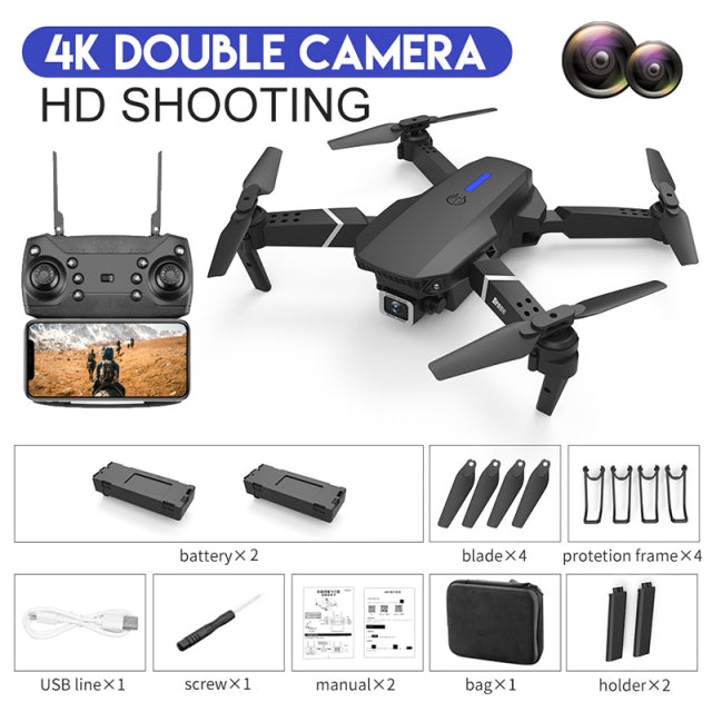 2022 NEW E88 Mini Drone 4K HD Daul Camera With Wifi FPV Portable Foldable Remote Control Drones Rc Quadcopter Camera Dron Toys