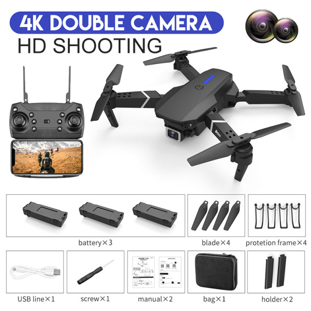 2022 NEW E88 Mini Drone 4K HD Daul Camera With Wifi FPV Portable Foldable Remote Control Drones Rc Quadcopter Camera Dron Toys