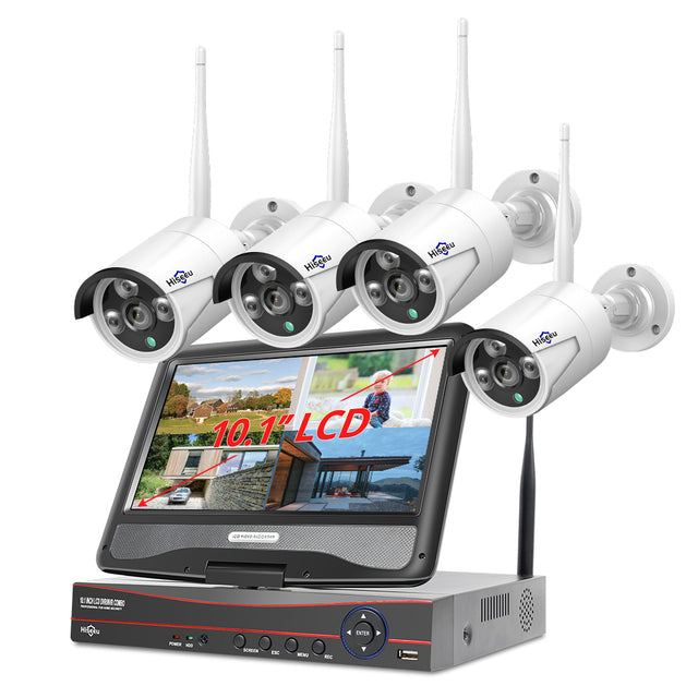 Hiseeu 8CH Wireless CCTV System 1536P 1080P NVR wifi Outdoor 3MP AI IP Camera Security System Video Surveillance LCD monitor Kit