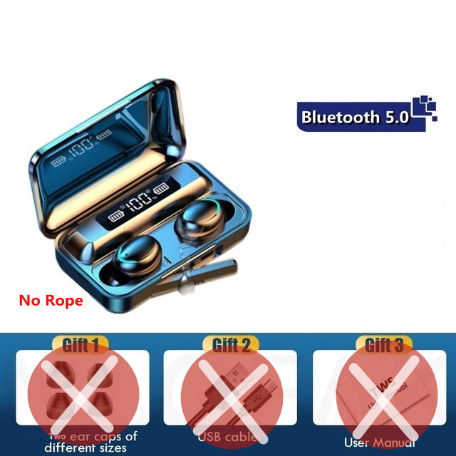 TWS Wireless Bluetooth Earphones LED Charging Box Wireless Headphone Deep Bass Stereo Sports Waterproof Headsets W/Mic