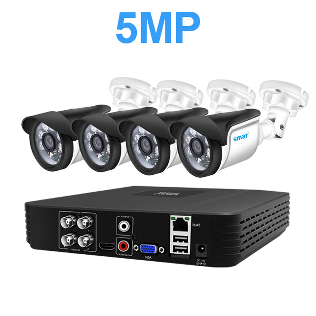 4CH CCTV System 5MP 1080P 720P AHD Camera Kit 5 in 1 Video Recorder Surveillance System Outdoor Security Camera Kit Email Alarm