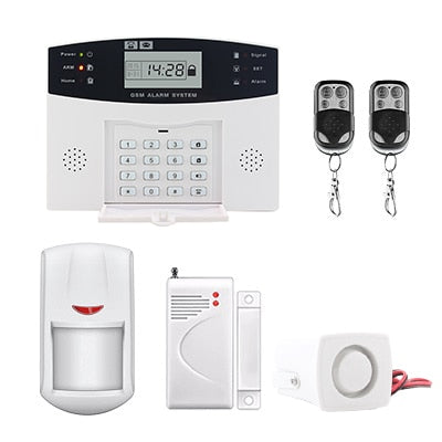 LCD Display Wireless GSM Alarm System Russian and English Spanish French voice SMS and Smoke Sensor Home Security Alarm System