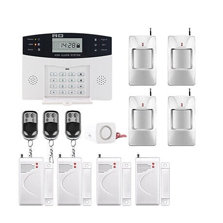 LCD Display Wireless GSM Alarm System Russian and English Spanish French voice SMS and Smoke Sensor Home Security Alarm System