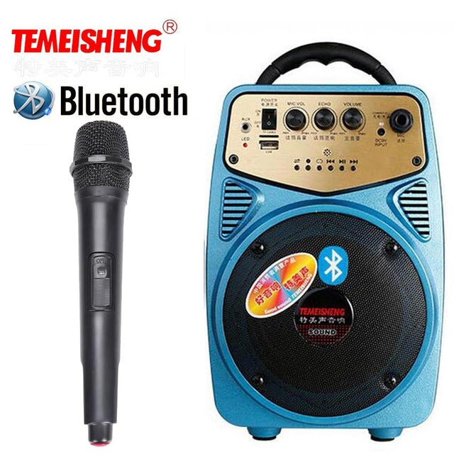 High Power Bluetooth Loudspeaker Wireless Microphone Amplifier Portable Speaker Lithium Battery Support TF Card USB Play Column